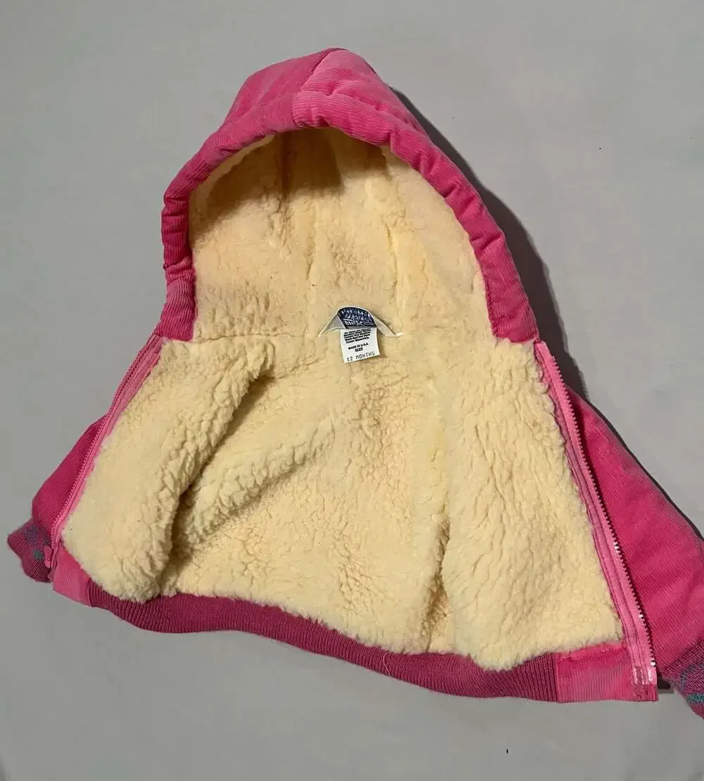 OshKosh B'gosh Corduroy Jacket Size 12 Months Pink Sherpa Lined Hooded